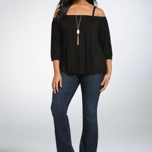 Torrid Black Cold Shoulder Top Sz 6/6X